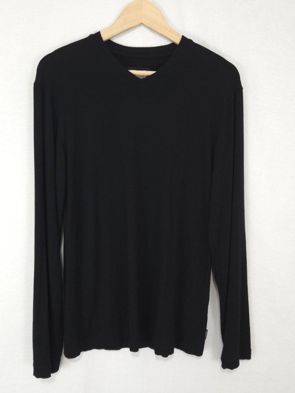 Armani Collezioni Men's Black V-Neck Long Sleeve Tee